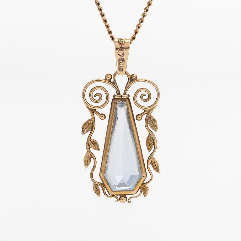 Halsband, 14K guld och syntetisk spinell. Salonius, Helsingfors.