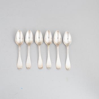 Six Swedish silver dinner spoons, mark of Johan Adolf Seseman, Arboga 1819.