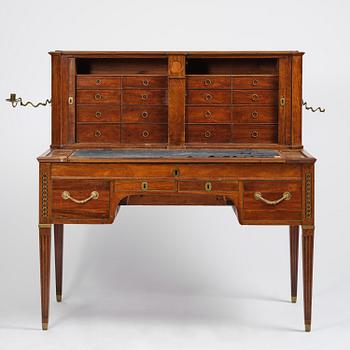 Skrivbord med uppsats, Stockholmsarbete, sent 1700-tal, Sengustavianskt.