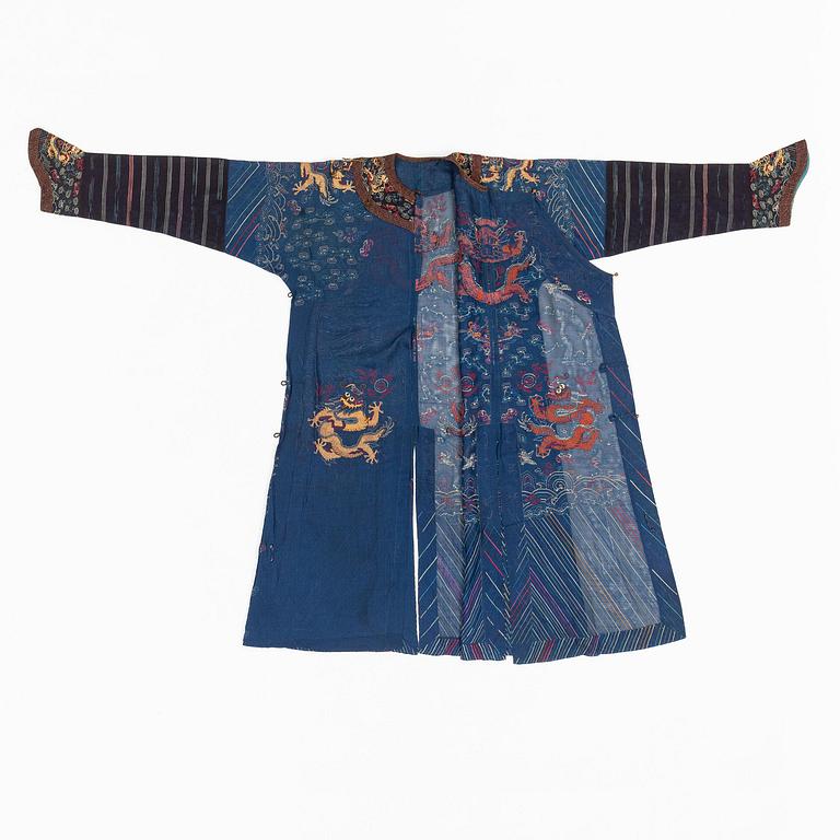 A blue ground summer gauze dragon robe, Jifu, Qing dynasty, circa 1900.