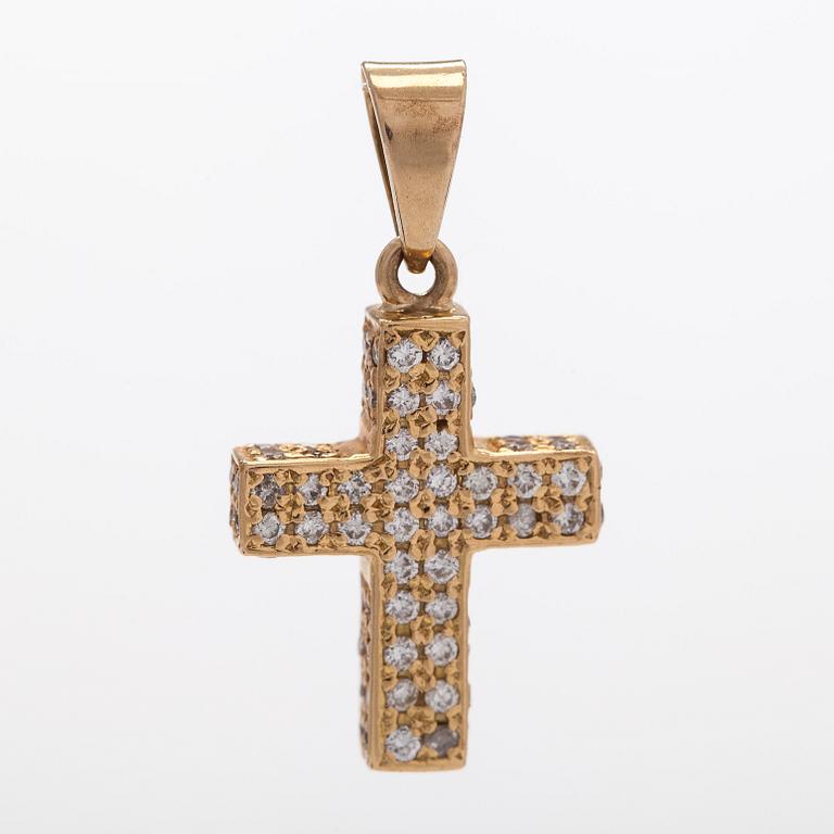 Hänge, kors, 18K guld och diamanter.