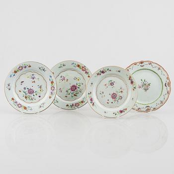 Four export porcelain plates, China, Qianlong (1736-95).