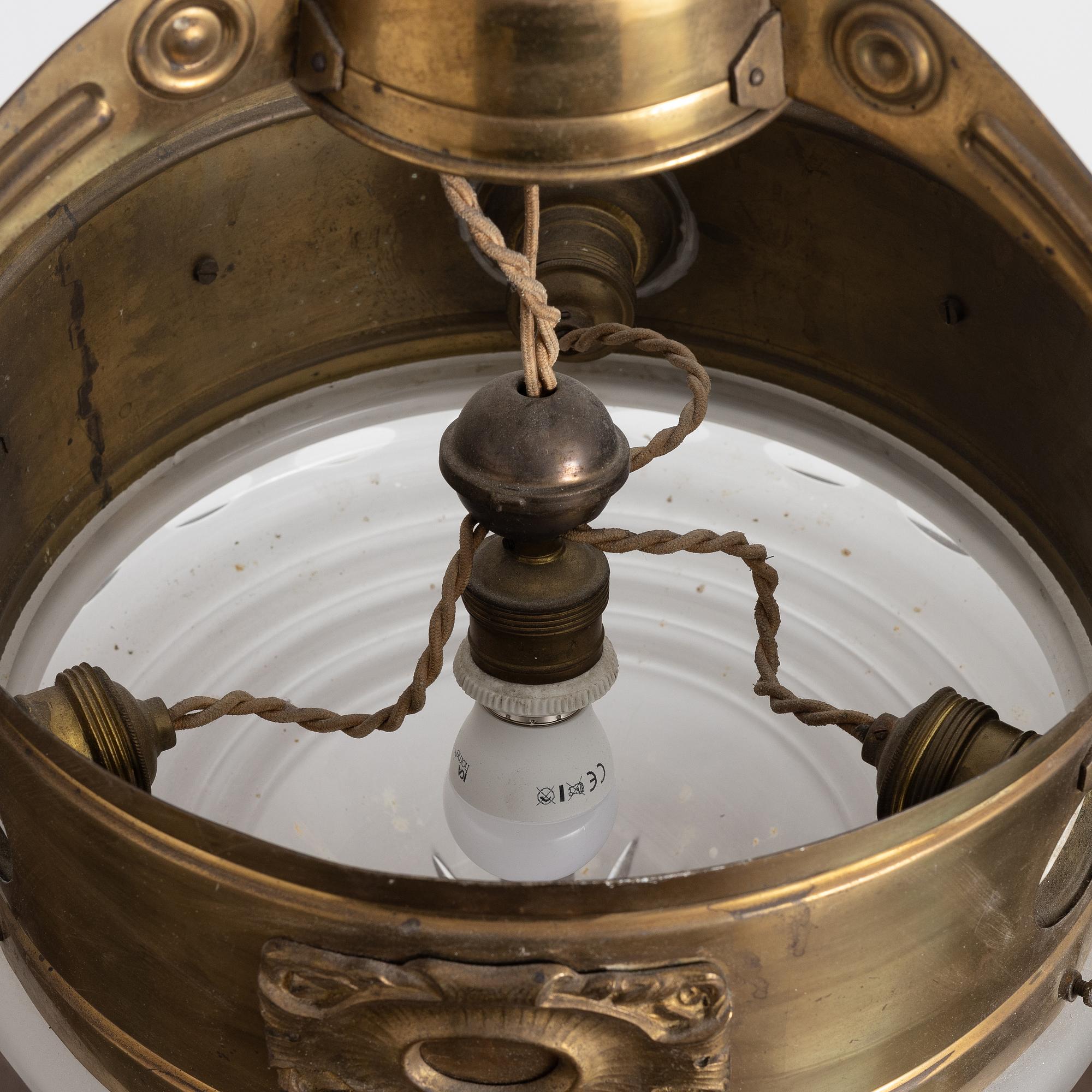 An Art Nouveau ceiling lamp, early 20th century.