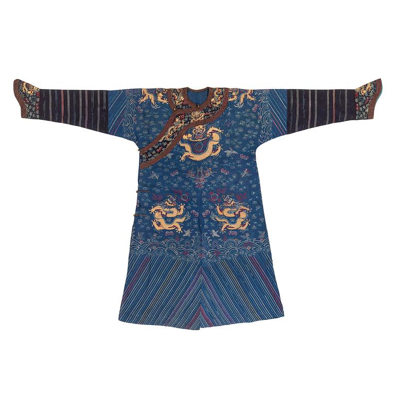 A blue ground summer gauze dragon robe, Jifu, Qing dynasty, circa 1900.